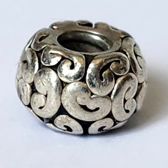 Authentic PANDORA Paisley Silver Spacer European Charm Bead - Picture 1 of 6